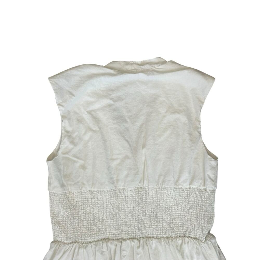 By Anthropologie Women’s Tommie White Cap Sleeve Smocked Front Zip Shirt Dress - Picture 7 of 10
